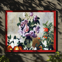 Vintage Floral Still Life Painting with Peonies - Artistic Poster