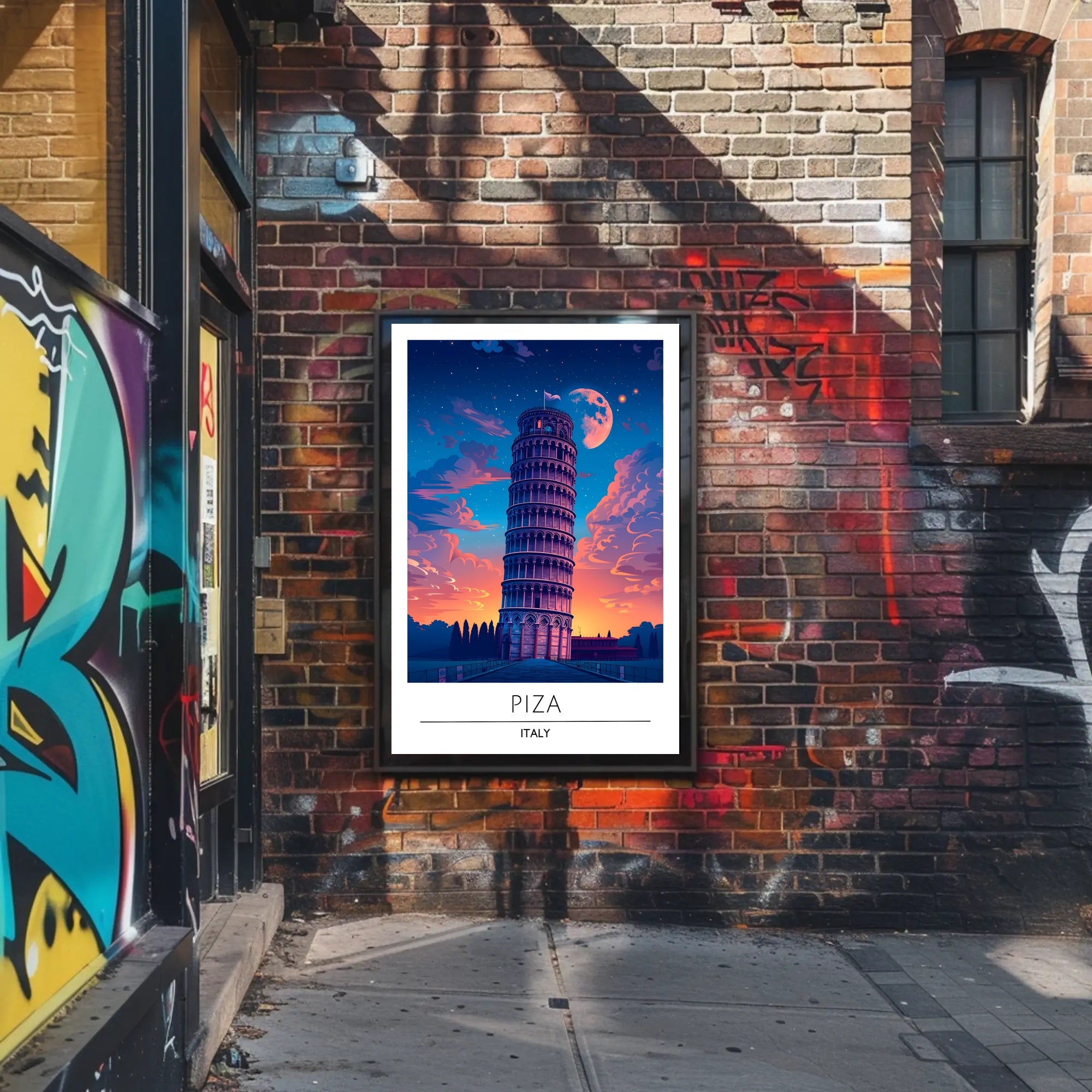 Leaning Tower of Pisa Vibrant Art Travel Poster