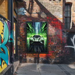 Futuristic Sports Car in Urban Cityscape Futuristic Sci-Fi Poster