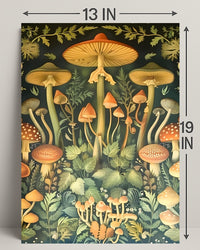 Mushroom Wonderland in Vintage Botanical Illustration Educational Poster