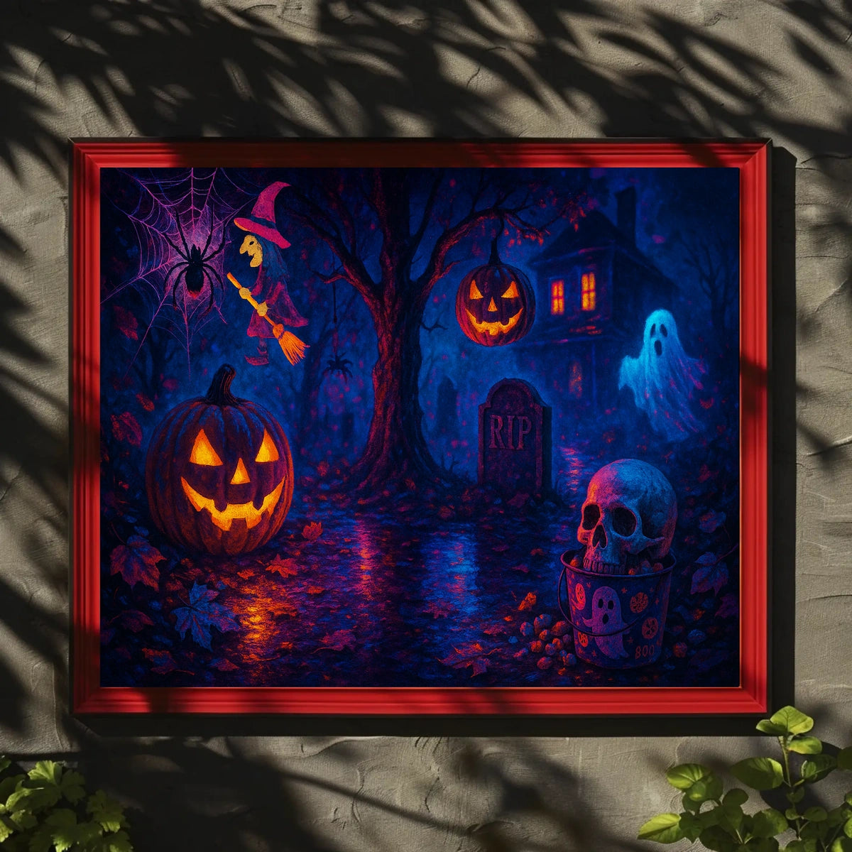 Halloween Night Spectacle Gothic Photography Realism NYC Skyline Spooky Vibe Urban Decor Lovers Poster