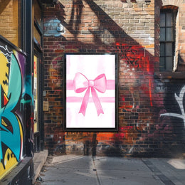 Pink Ribbon Elegance Minimalist Wall Art Poster