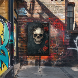 Skull and Roses Gothic Art Print Abstract Poster