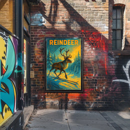 Reindeer On Skis Poster