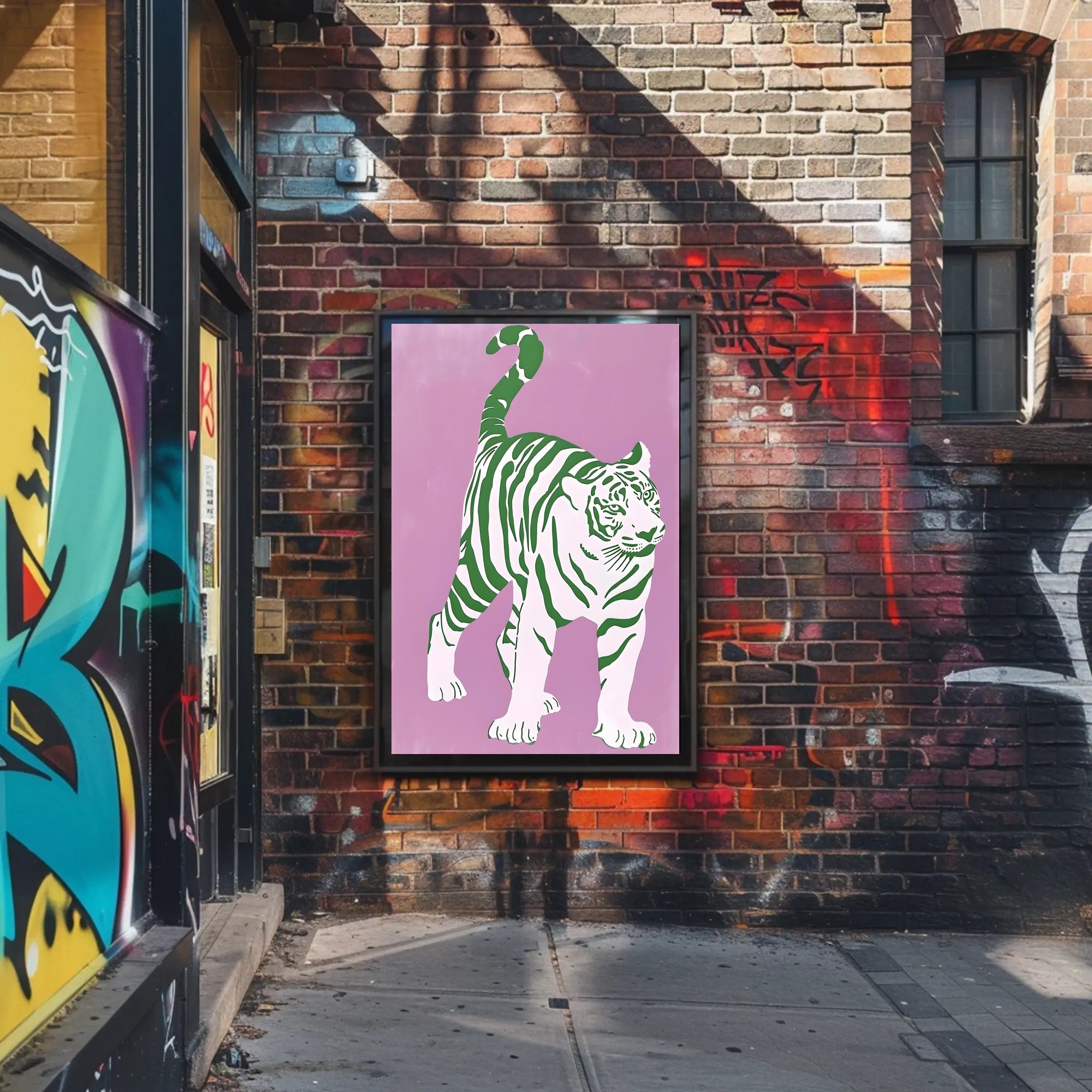 Green Striped Tiger Poster