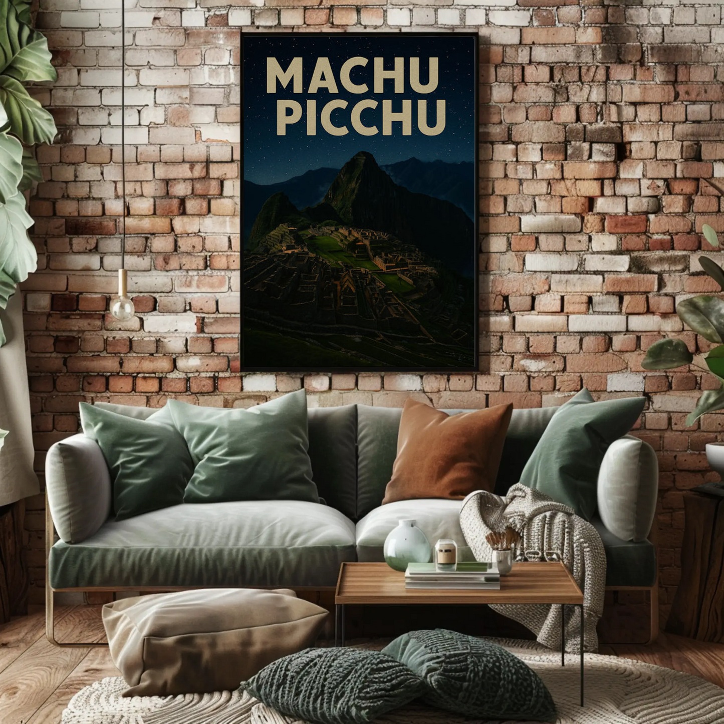 Machu Picchu Peru Night Sky Ancient Ruins Poster