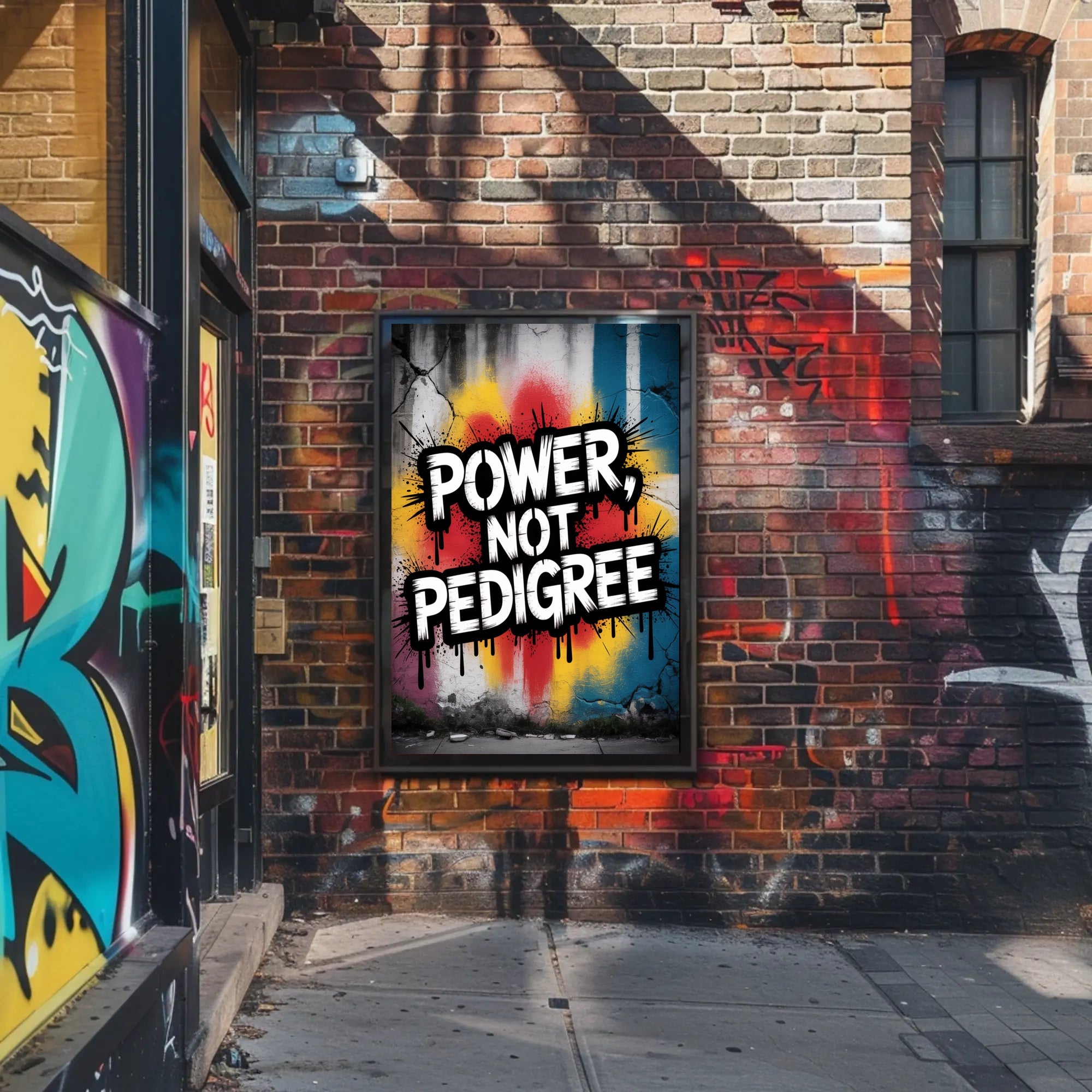 Power Not Pedigree Urban Graffiti Motivational Poster