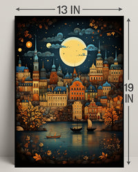 Enchanted Cityscape Under The Moon Poster