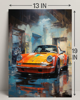 Vibrant Classic Car In Urban Garage Poster PosterGoat