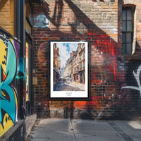 Lille Street Scene in Watercolor Urban or Cityscape Poster PosterGoat