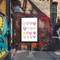 Pastel Hearts Poster Vintage Romantic Wall Art Print