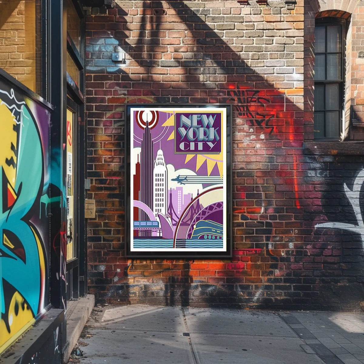 New York City Art Deco Poster Geometric Skyline Wall Art