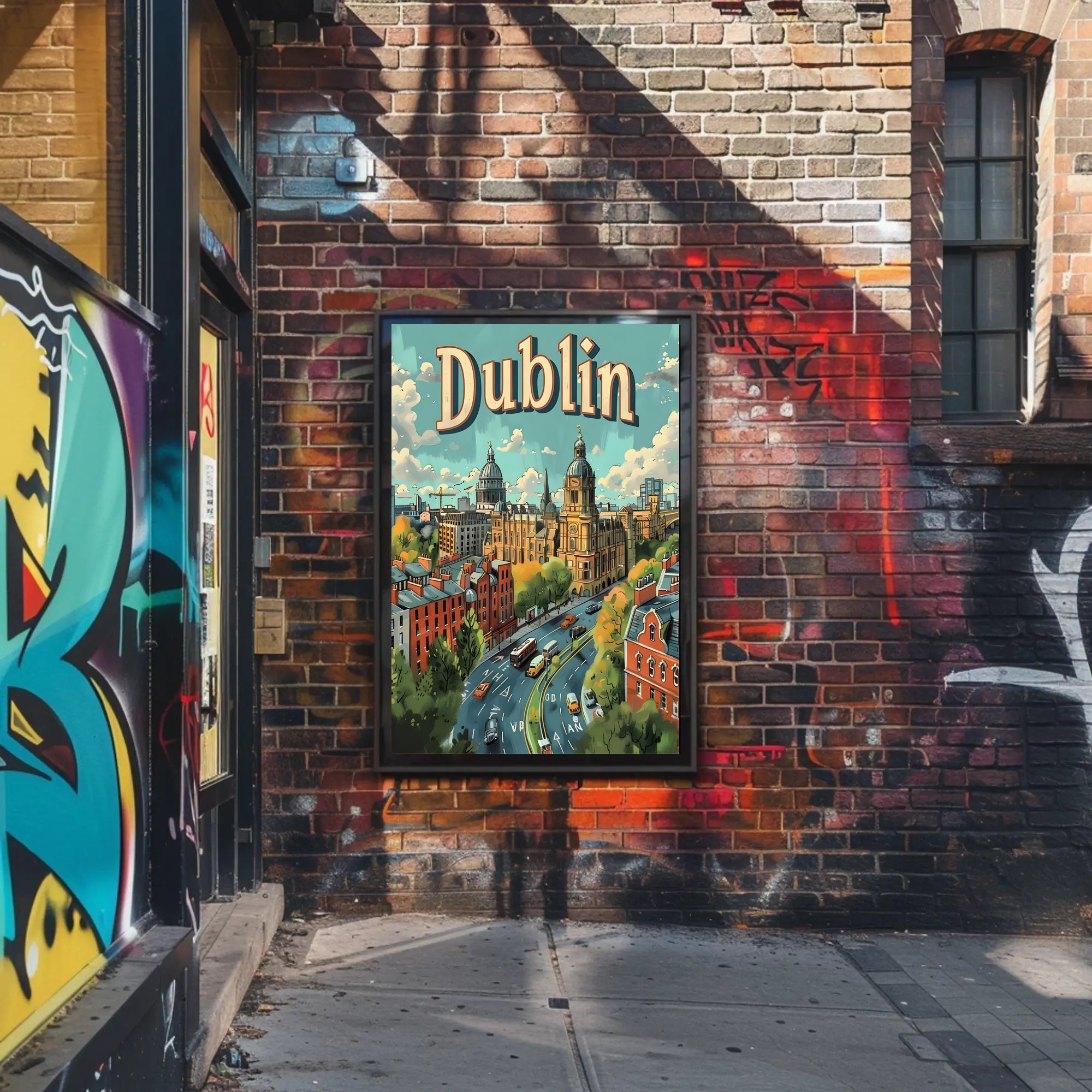 Dublin Illustrated Urban Landscape Travel Poster