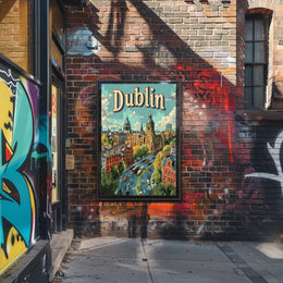 Dublin Illustrated Urban Landscape Travel Poster