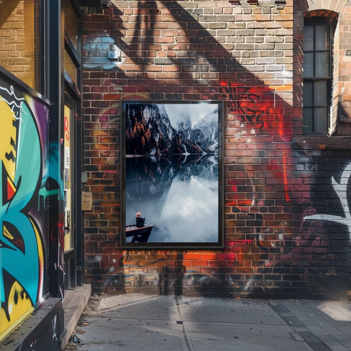 Serene Mountain Lake Autumn Reflection Art Poster