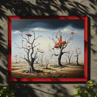 Surreal Trees and Structures: Futuristic Sci-Fi Poster