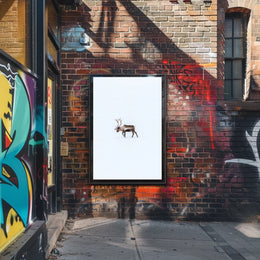 Solitary Reindeer In Snow Poster