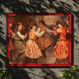 Joyful Vintage Dance Scene Impressionistic Art Poster