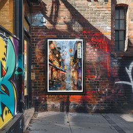 Lantern-Lit Alleyway Poster PosterGoat