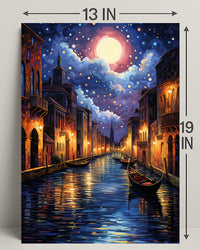 Moonlit Venice Canal Poster