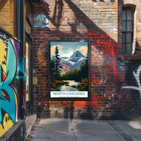 North Cascades Vintage Landscape Art National Park Poster