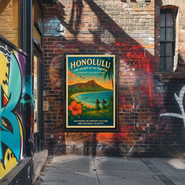 Honolulu Vintage Travel Poster Aloha Spirit Adventure