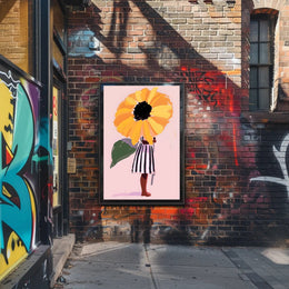 Whimsical Sunflower Child Poster Art Print