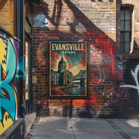 Evansville Indiana Scenic Cityscape Nostalgic Poster