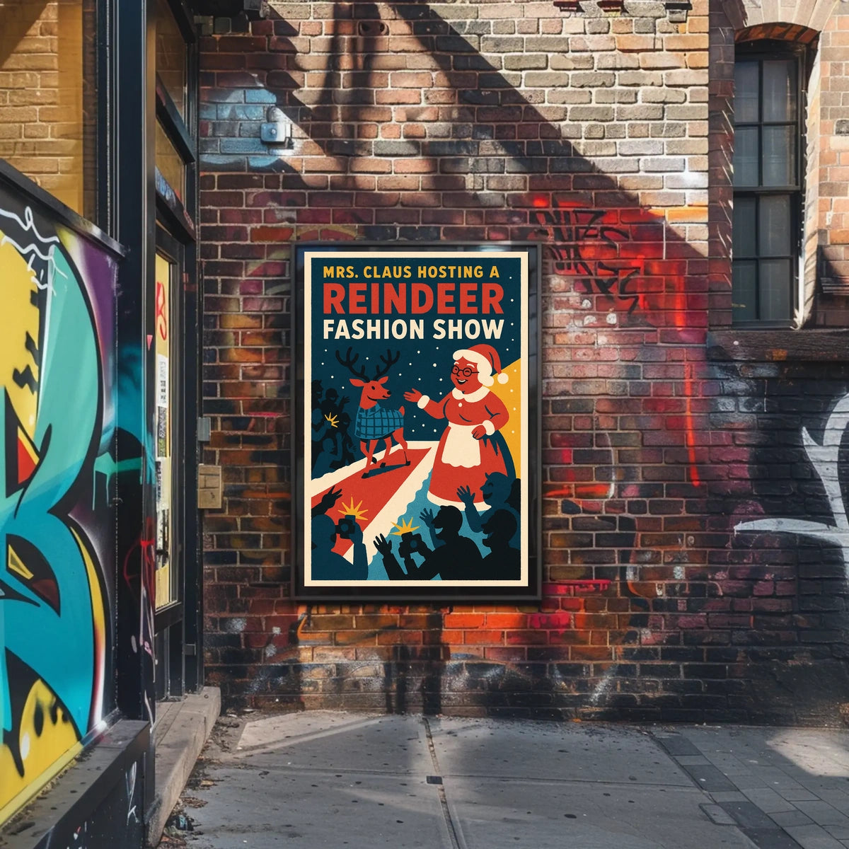 Reindeer Fashion Show: Retro Christmas Holiday Pop Culture Poster