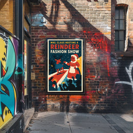 Reindeer Fashion Show: Retro Christmas Holiday Pop Culture Poster