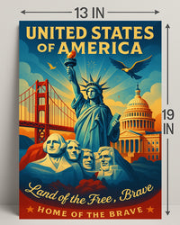 United States of America Land of the Free Poster PosterGoat