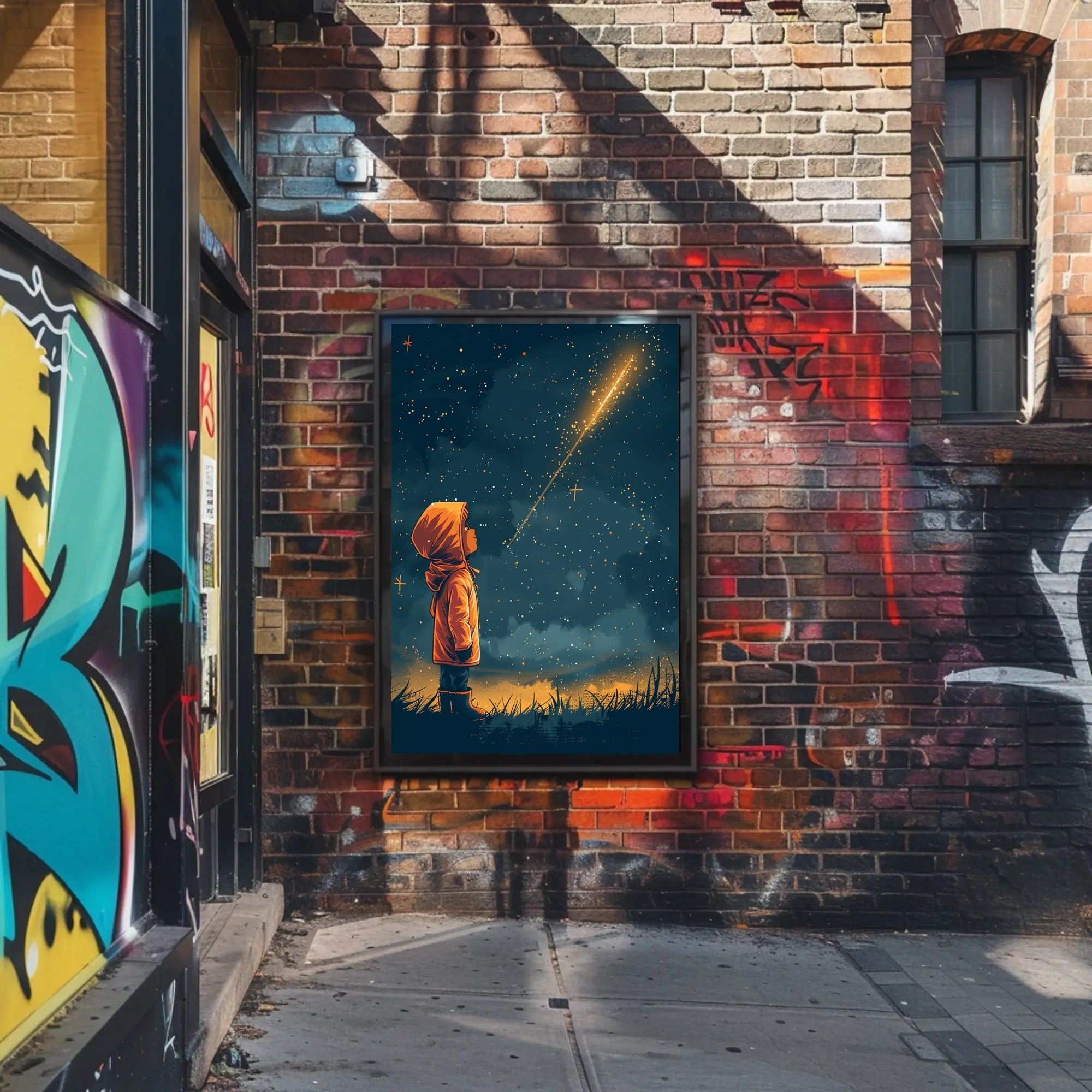 Dreamy Child Gazes at Stars Space or Astronomy Poster PosterGoat