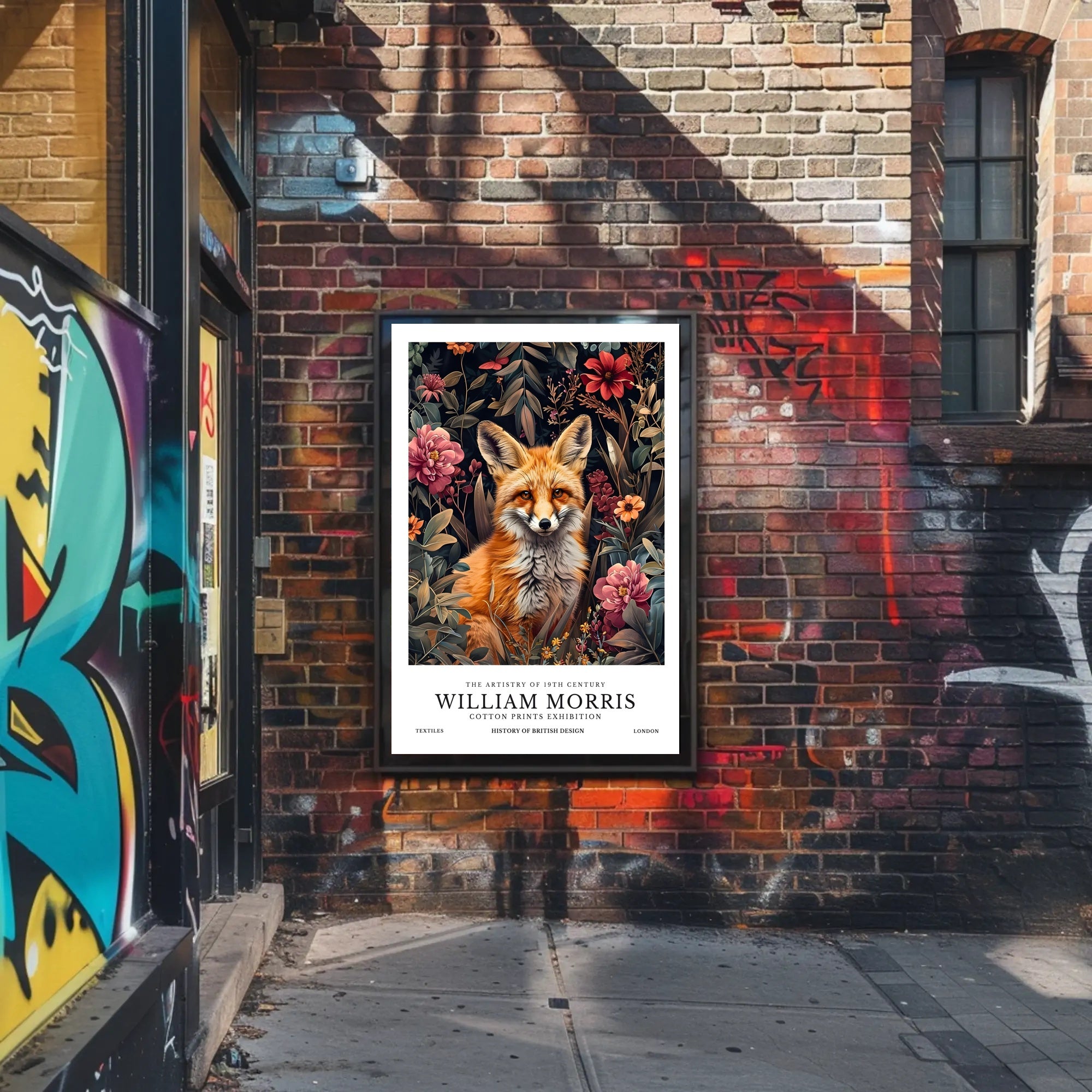 Fox in Floral Elegance: Cultural or Heritage Poster