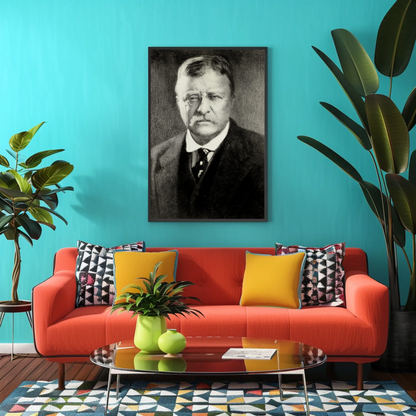 Theodore Roosevelt Portrait Drawing Vintage Poster