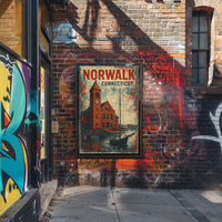 Norwalk Waterfront Vintage Scene Urban Cityscape Poster