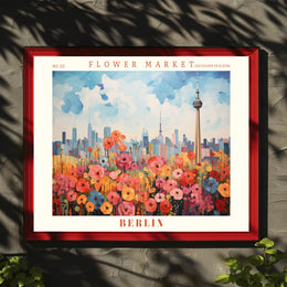 Vibrant Berlin Flower Market Skyline Urban or Cityscape Poster