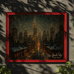 New York City Skyline at Night Poster