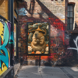 Meditative Capybara with Dragon Poster Art