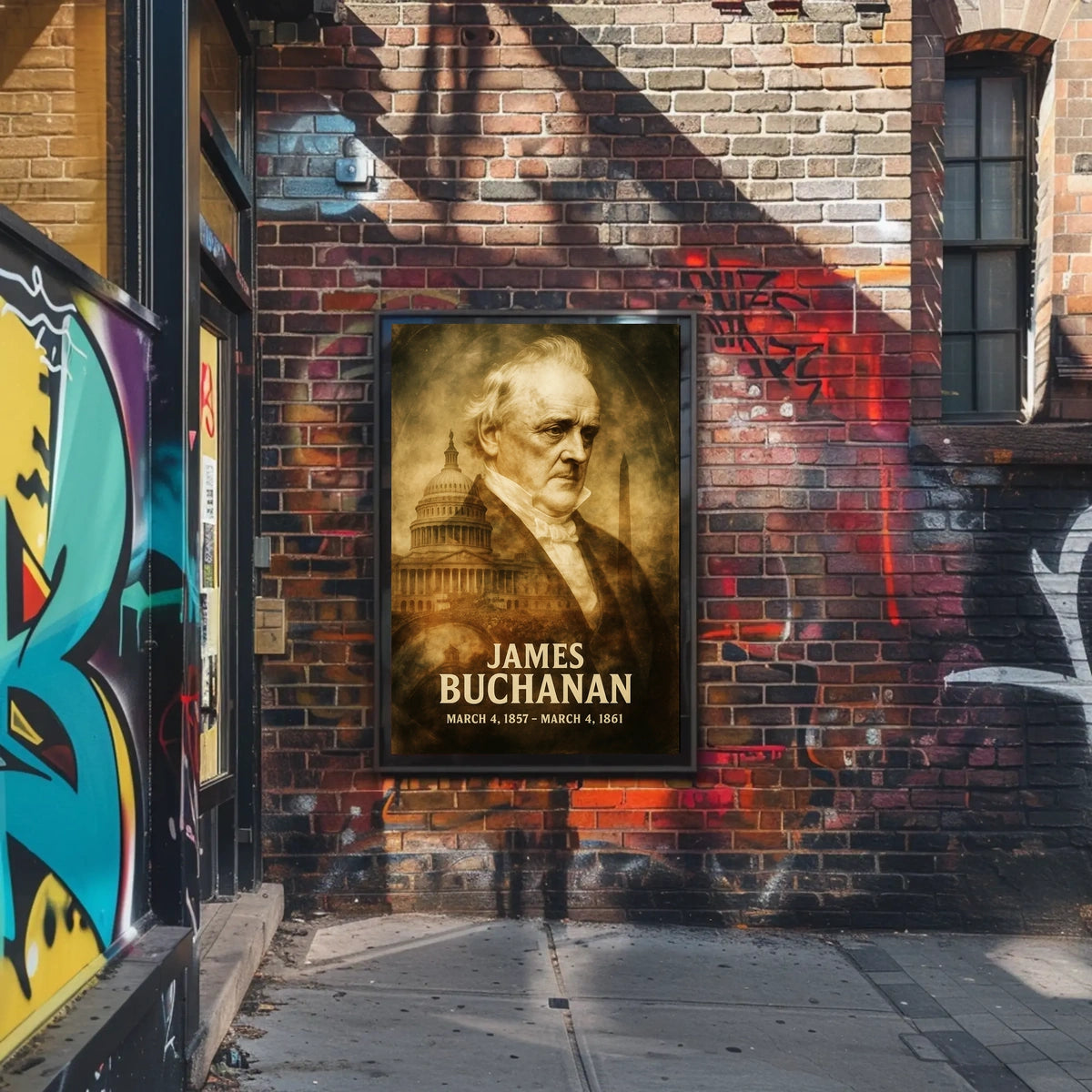 James Buchanan 15th President of the United States Double Exposure Poster
