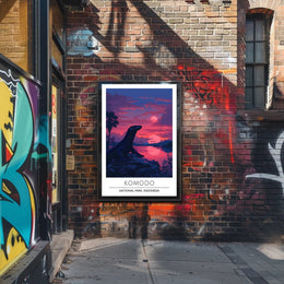 Komodo Dragon Sunset in Indonesia: National Park Poster