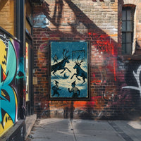 Whimsical Reindeer Soccer Vintage Holiday Poster Art