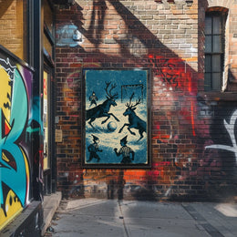 Whimsical Reindeer Soccer Vintage Holiday Poster Art