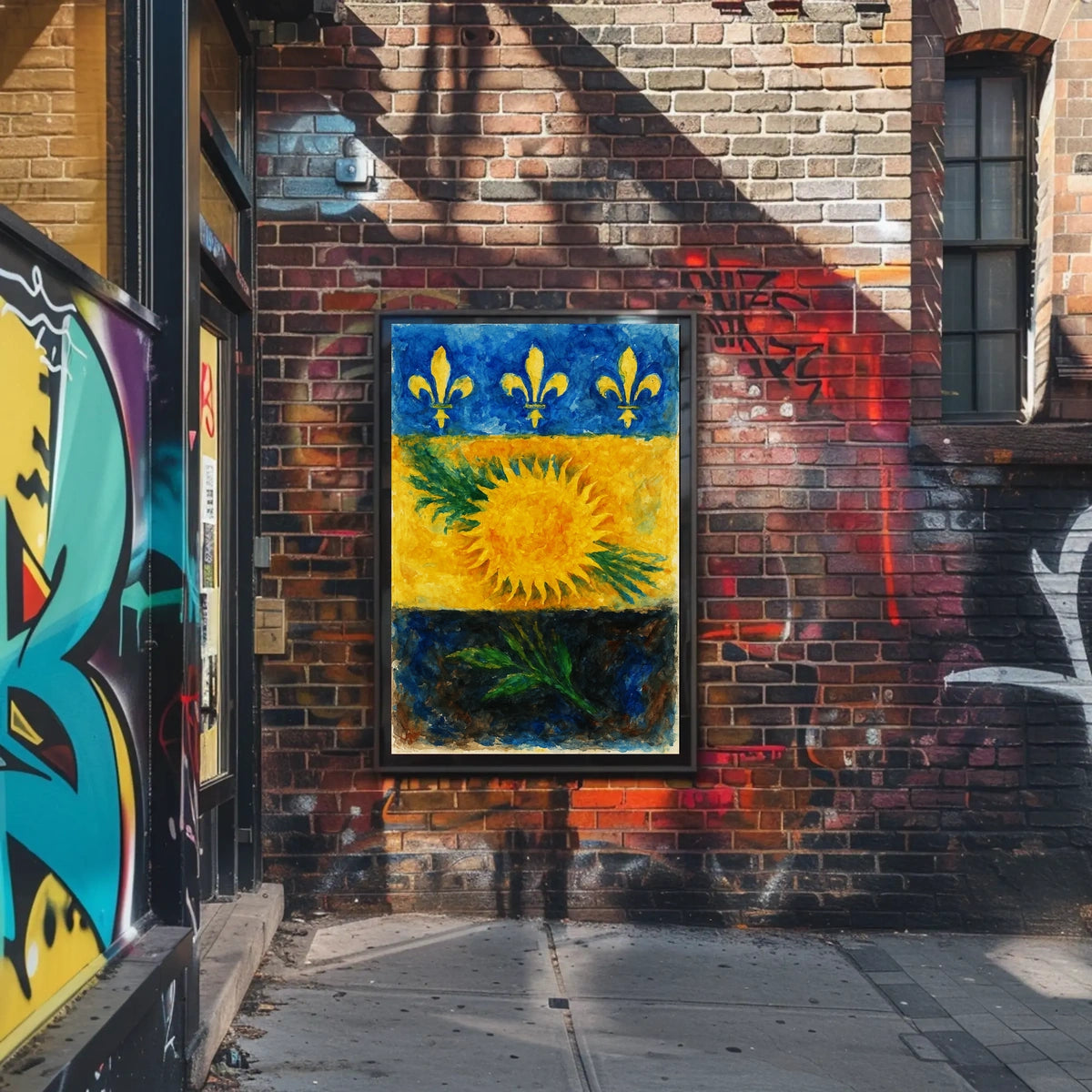 Sunflower and Fleur-de-Lis Poster