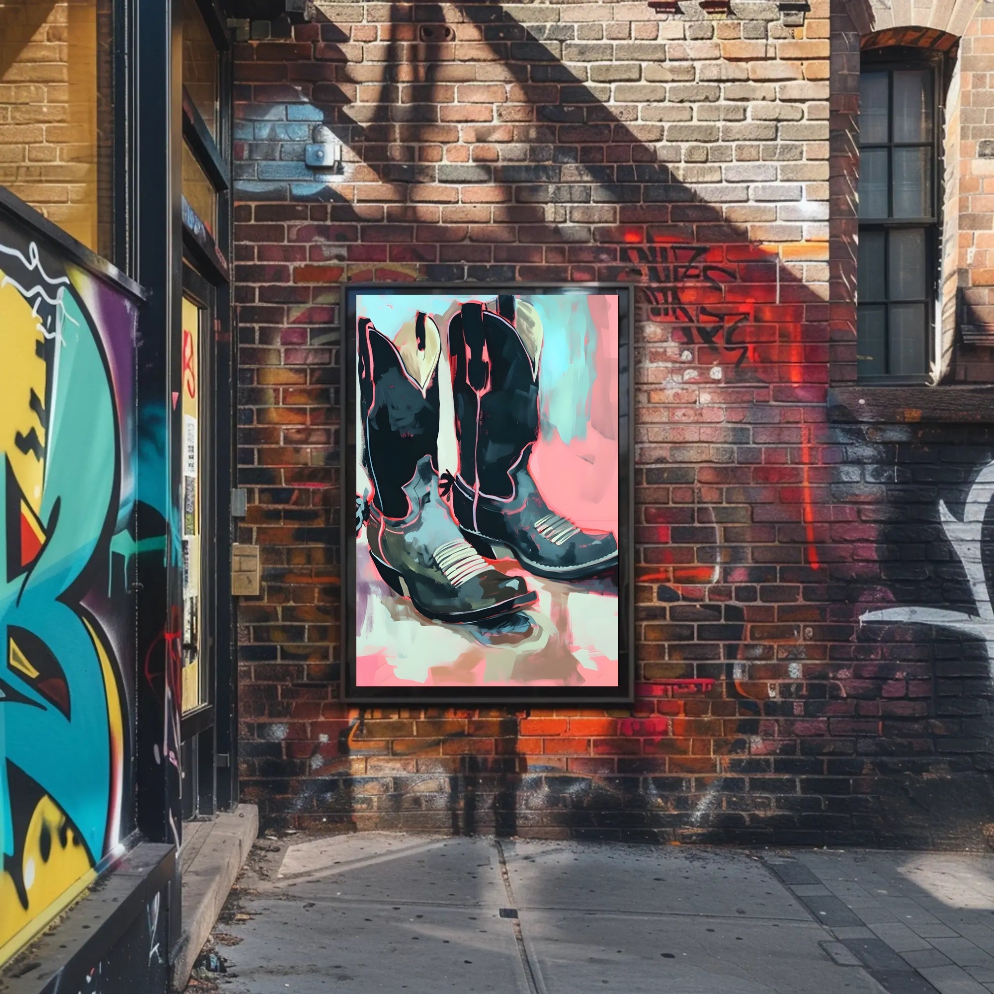 Cowboy Boots Poster Modern Abstract Art Print