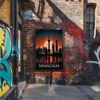 Shanghai Skyline at Sunset Poster