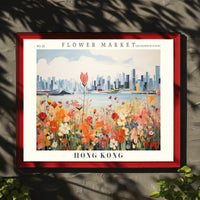 Vibrant Hong Kong Flower Market Urban Cityscape Poster