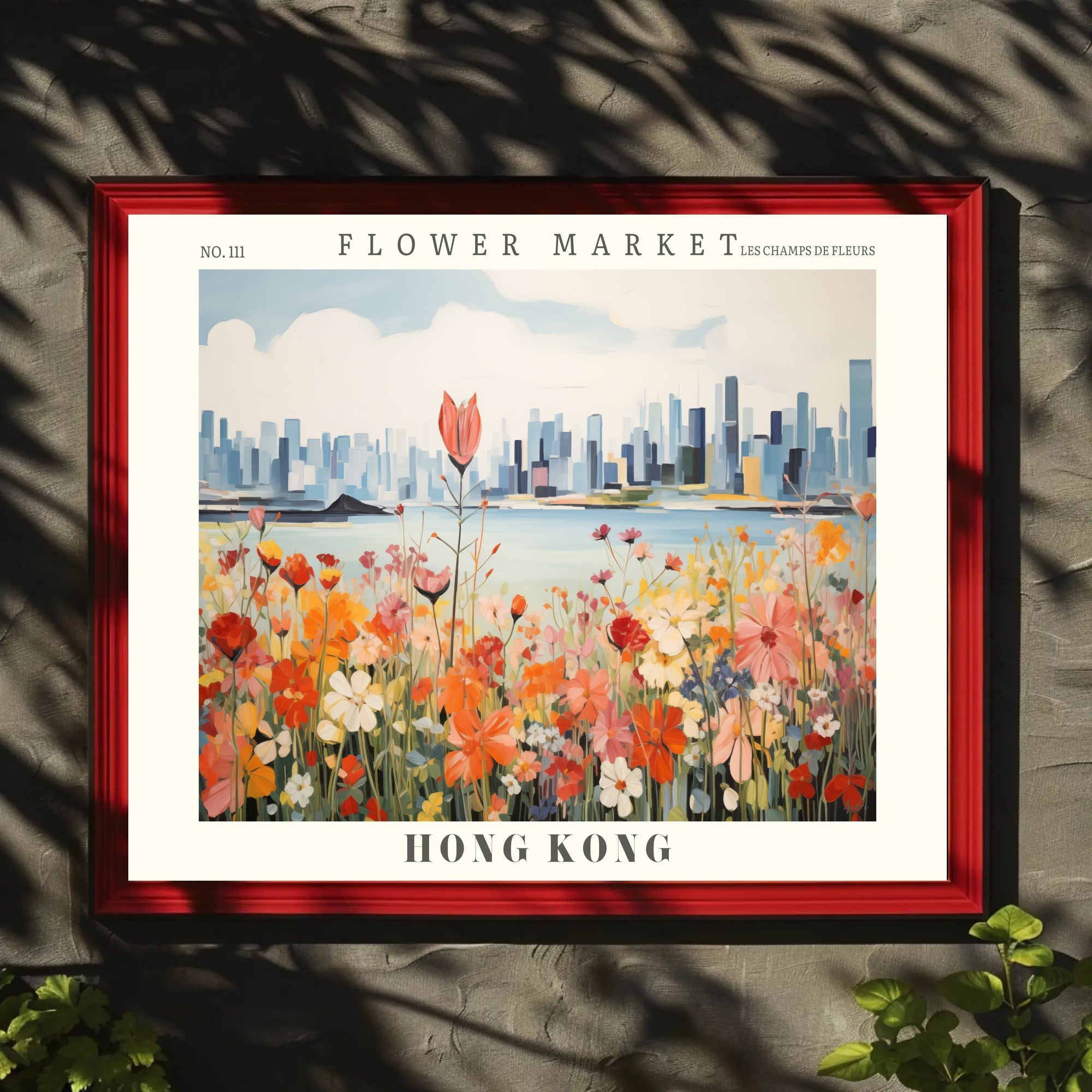 Vibrant Hong Kong Flower Market Urban Cityscape Poster