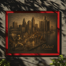 Detroit Skyline Urban Life Photography Realism Poster