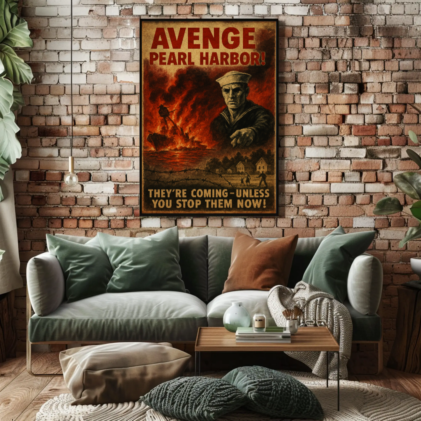 Avenge Pearl Harbor Dramatic WWII Propaganda Poster