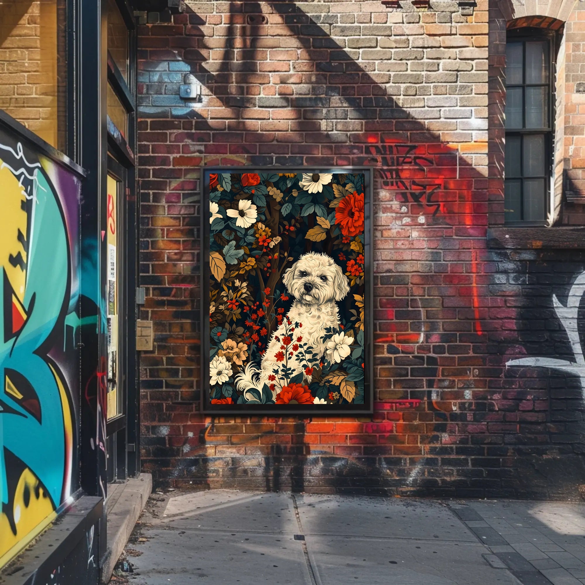 Floral Canine Portrait Wall Art Print